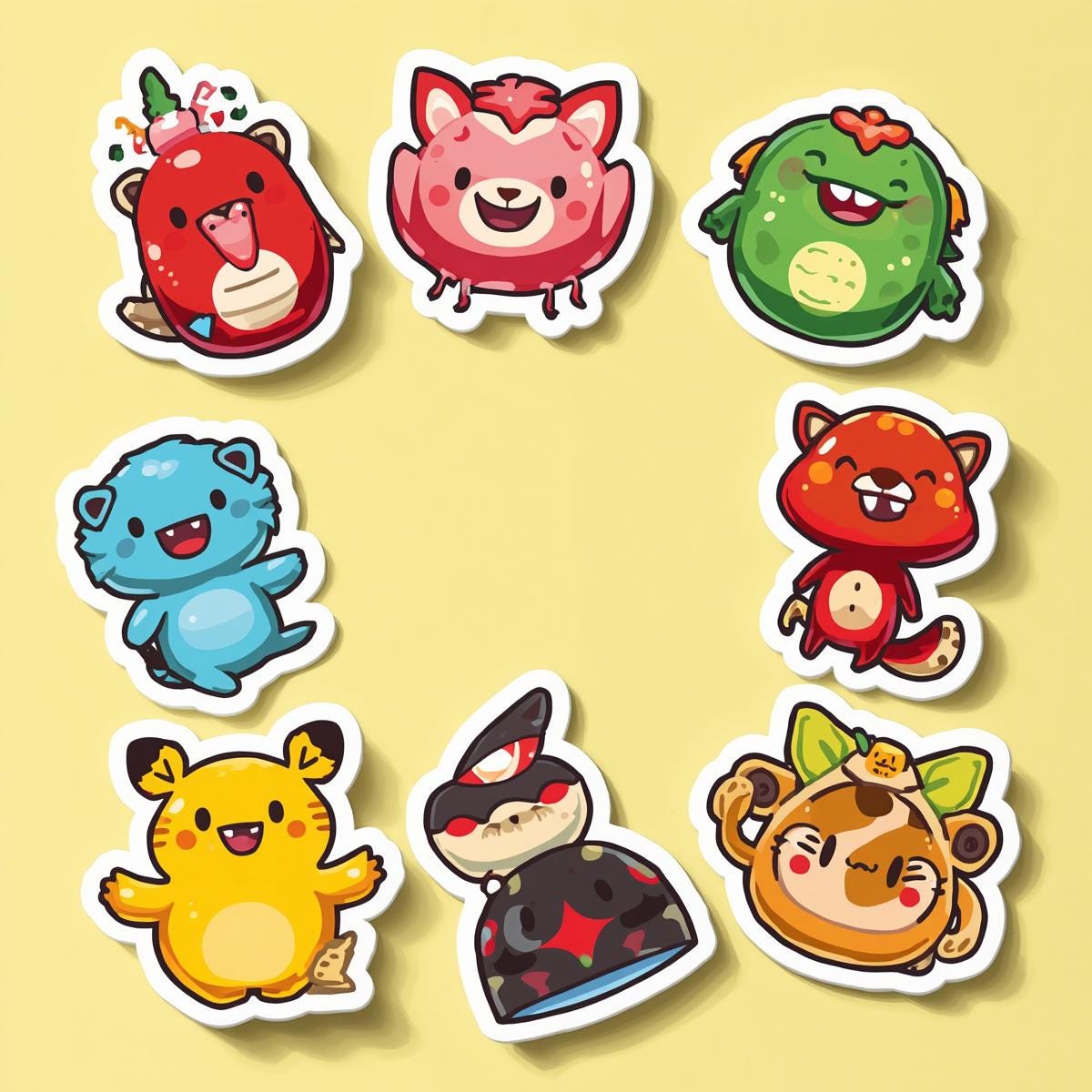 Yellow Creature Sticker Creature Stickers Pack โ Colorful Cartoon Vinyl Decals for Laptops ...
