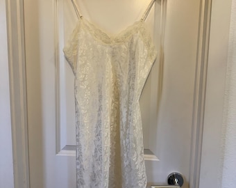 VTG Nordstrom Ivory Lace Slip Dress satin embossed roses coquette y2k Small