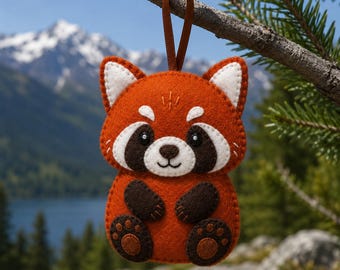 Cute Red Panda Felt Ornament PDF Pattern | Woodland Animal Plush Sewing Pattern | DIY Handmade Christmas Tree Decoration | Instant Download