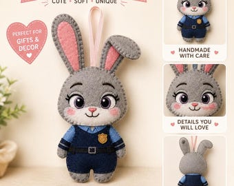 Felt Bunny Ornament Sewing Pattern | City Bunny Plush Tutorial (PDF Download)