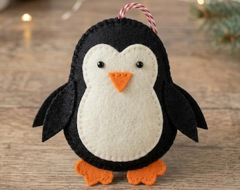 Felt Penguin Ornament Sewing Pattern | Hand Stitched Christmas Bird Tutorial (PDF Download) | Beginner Sewing