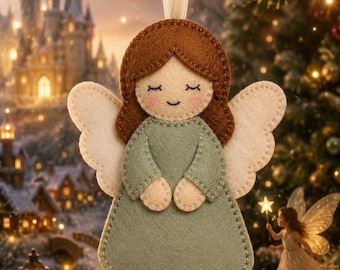 Felt Angel Ornament Handmade Christmas Decoration | Cute Angel Tree Hanging | Soft Felt Holiday Decor | Gift Topper | Angel Keepsake