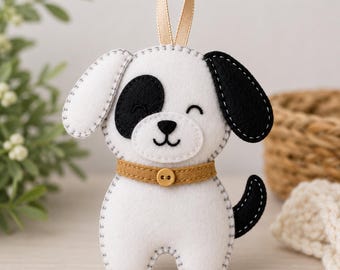 Handmade Felt Puppy Ornament | Cute Dog Christmas Decoration | Plush Puppy Hanging Decor | Personalized Felt Animal Gift | Nursery Ornament