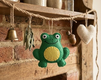 Felt Frog Ornament Sewing Pattern – Beginner PDF Guide, Hand-Stitched Decor