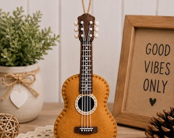 Felt Guitar Ornament Pattern, Guitar Sewing Pattern, DIY Felt Ornament, Music Lover Gift, Christmas Ornament PDF, Beginner Sewing