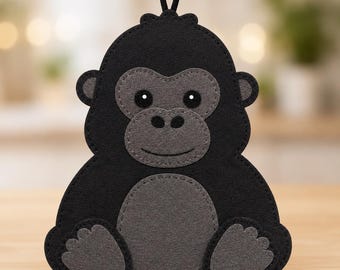 Patrón de adorno de gorila de fieltro adorable / Patrón de costura de peluche de gorila para hacer tú mismo / Decoración de fieltro de animales de la selva / Plantilla de manualidades de fieltro hechas a mano en PDF