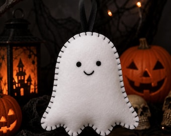 DIY Felt Ghost Ornament Pattern | Beginner Friendly Halloween Sewing Project | Simple Plush Ghost Decoration | PDF Craft Tutorial