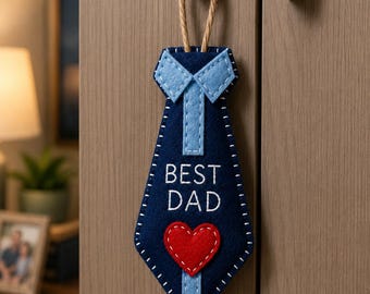 Felt Father's Day Tie Ornament Pattern | DIY Sewing Pattern PDF | Best Dad Gift Ornament | Beginner Felt Craft | Limited Stock