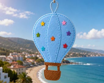 Felt Hot Air Balloon Ornament Pattern PDF, DIY Felt Sewing Pattern, Baby Nursery Decor, Christmas Ornament, Handmade Gift