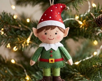Christmas Elf Ornament Sewing Pattern PDF, Felt Elf Christmas Decoration Tutorial, DIY Holiday Ornament Pattern, Hand Sewing Felt Elf Guide