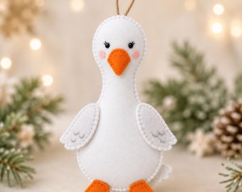 Felt Goose Ornament Sewing Pattern, Beginner Hand Sewing Project (PDF Download)