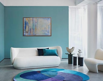 Hand Tufted Wool Area Rug | Organic Shape, Modern Abstract Design