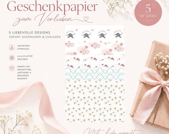 Carta da regalo floreale in colori pastello | Motivi dipinti a mano | Download digitale | PDF in formato A4 e A3 per la stampa