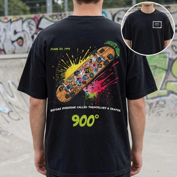 Vintage 900 Degrees Skate Tee,Comfort Colors 1717,Retro 90s Skate Culture,Front and Back Print,Gift for Skateboarders,Vintage Skate Shirt