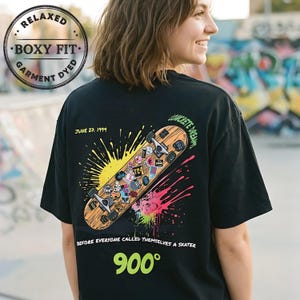 Vintage 900 Degrees Skate Tee,Comfort Colors 1717,Retro 90s Skate Culture,Front and Back Print,Gift for Skateboarders,Vintage Skate Shirt image 5