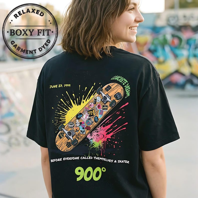 Vintage 900 Degrees Skate Tee,Comfort Colors 1717,Retro 90s Skate Culture,Front and Back Print,Gift for Skateboarders,Vintage Skate Shirt image 5