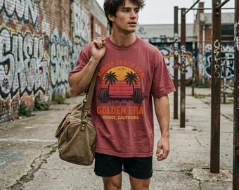 Vintage Muscle Beach Venice Gym Shirt, Venice California Golden Era Bodybuilding Tee, Old School Gym Apparel, Retro Fitness Pump Cover Tee