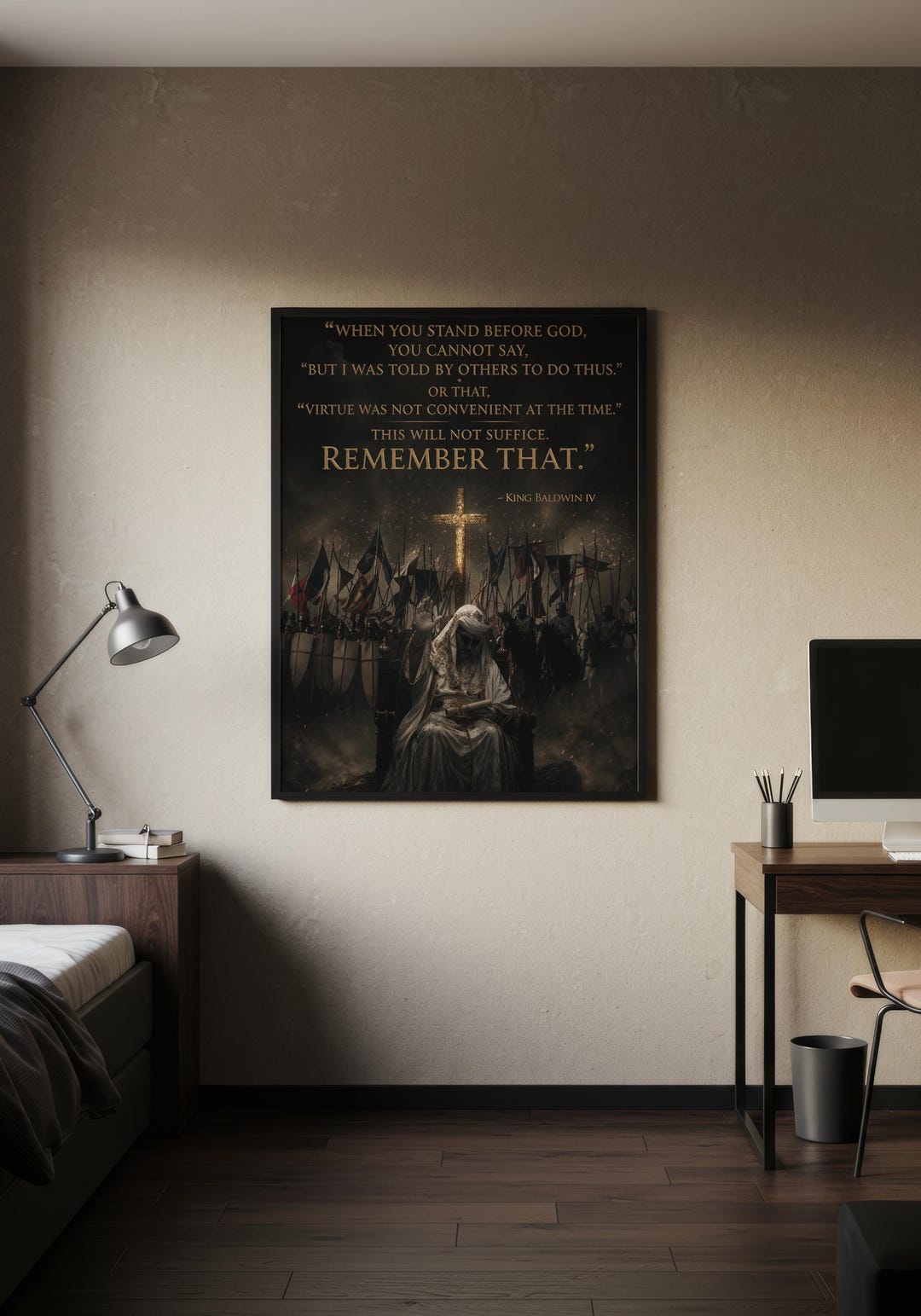 King Baldwin IV Poster, Crusader Wall Art - Medieval Christian Quote ...