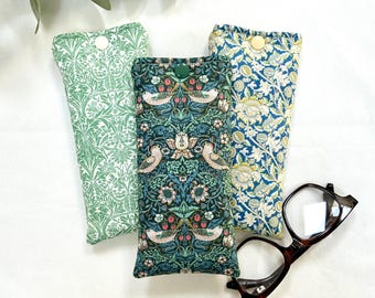 Glasses Case, Padded, William Morris Fabric with Popper, Handmade