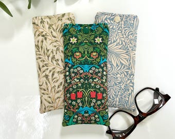 Glasses Case, Padded, William Morris Fabric with Popper, Handmade