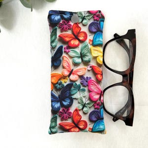 Soft Glasses Case, Padded, Butterfly Fabric with Popper, Handmade image 15