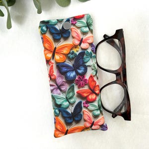 Soft Glasses Case, Padded, Butterfly Fabric with Popper, Handmade Design 4