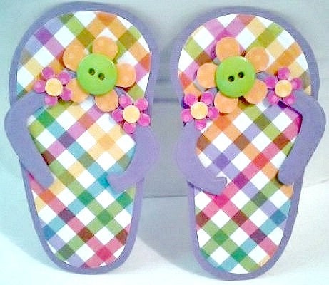 flip flops scrapbook embellishments in bright plaid flip flop | Etsy