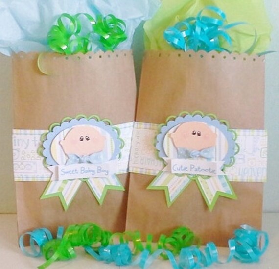 Items similar to Baby boy gift bag treat goody bag topper baby gift bag baby shower gift bag on Etsy
