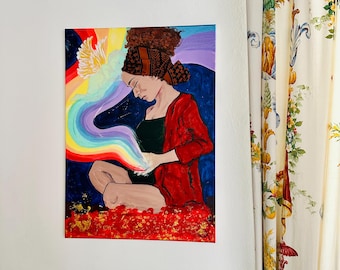 A Light That Remains • A Light That Remains – Mixed media technique (acrylic + fabric) Painting on Loss, Miscarriage, Inner Healing