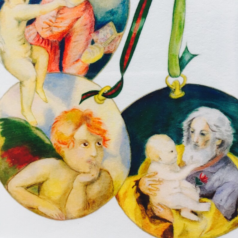 ORIGINAL ARTWORK of Raphael/'s Madonna Joseph with baby Jesus Christening Communion Confirmation or Baptising Gift Religious Renaissance Art