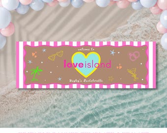 Islanders Love Party Banner, Island Vibes Bachelorette Banner Printable, Tropical Bridal Party Decor, Coastal Beach theme, Canva Template