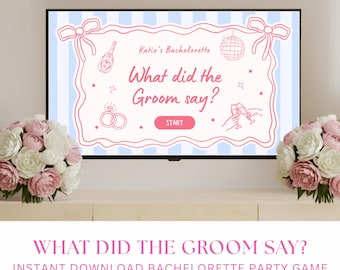 What Did The Groom Say Bachelorette Game, Bridal Shower Trivia, Last Toast on Coast, Editable Canva Template, Hen Party Drinking Game