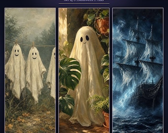 Ghostly Collection Set of 3, Halloween Ghost Print Bundle (Digital)