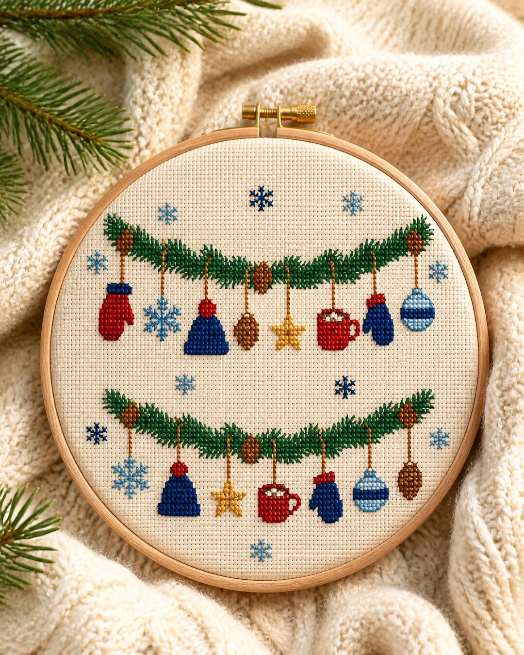 Let It Snow Cross Stitch Pattern PDF, Winter Garland - Etsy