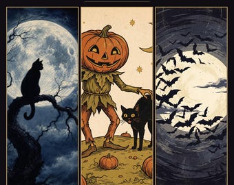 Spooky Night Gallery Wall Set of 3, Gothic Halloween Print Bundle (Digital)