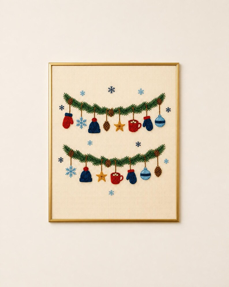 Let It Snow Cross Stitch Pattern PDF, Winter Garland - Etsy