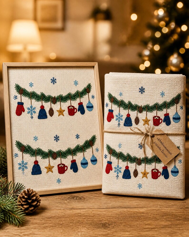 Let It Snow Cross Stitch Pattern PDF, Winter Garland - Etsy