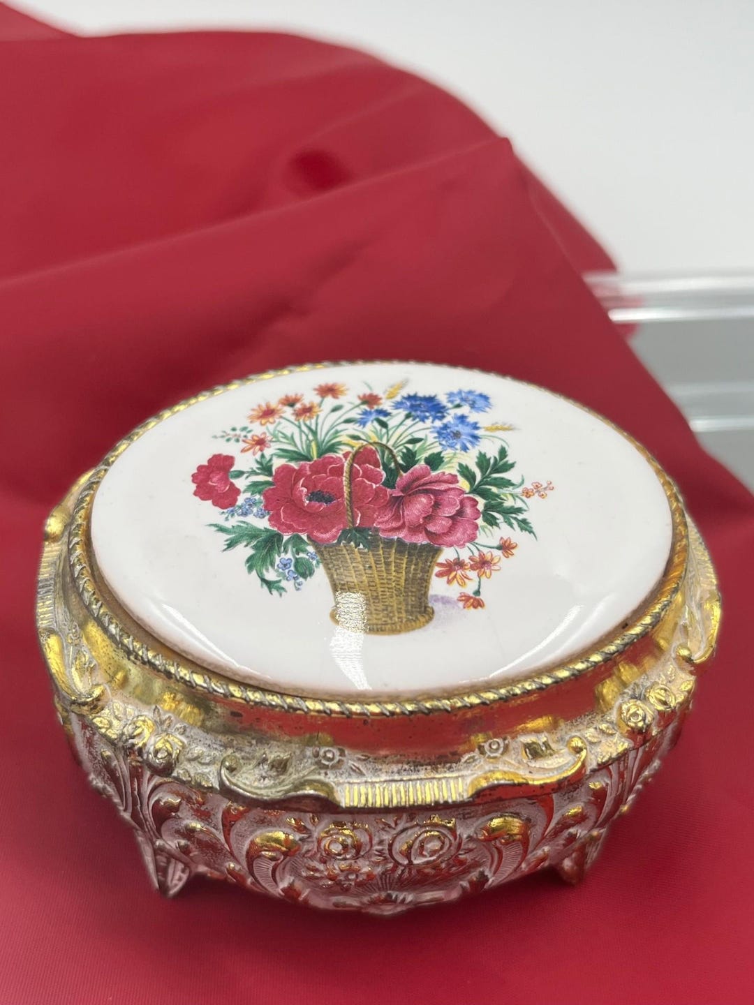 Vintage Floral Porcelain Working Music Box Keepsake - Etsy