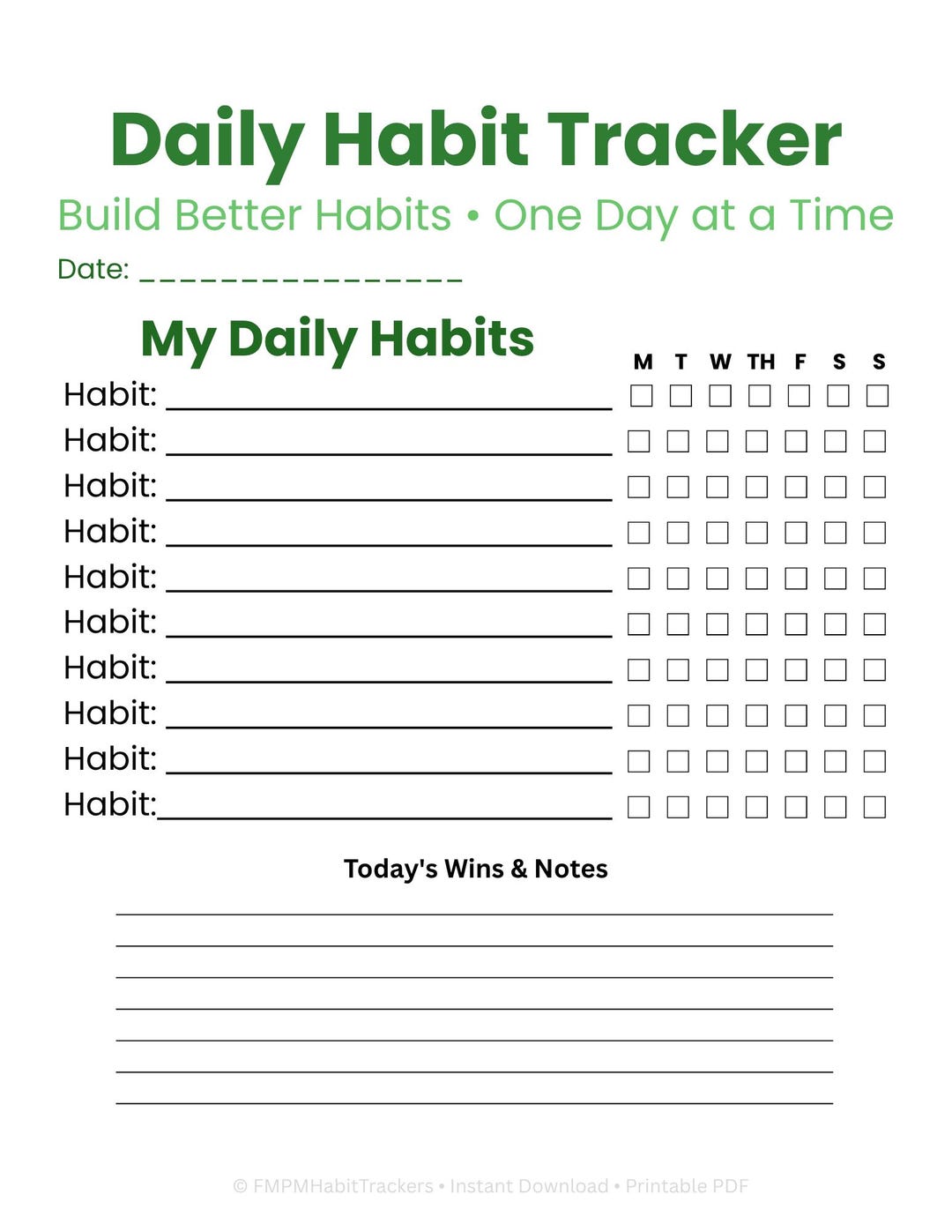 Daily Habit Tracker Printable | Minimalist Routine Checklist (digital ...