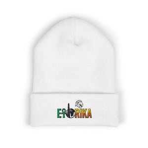 Africa map and text embroidered Beanie | Cuffed Knit Hat, Rasta colors