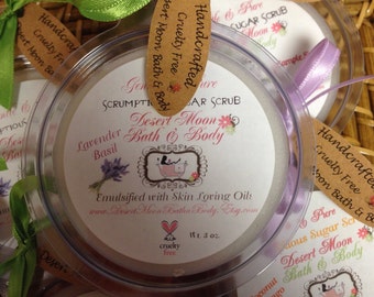 Emulsified Sugar Scrub with Skin Loving Oil. More like a Lotion. Organic Oils. Perfect Showet Gift