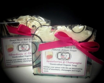 Strawberries and Champagne Natural Soap with Shea, Coconut Milk, Silk, and More.