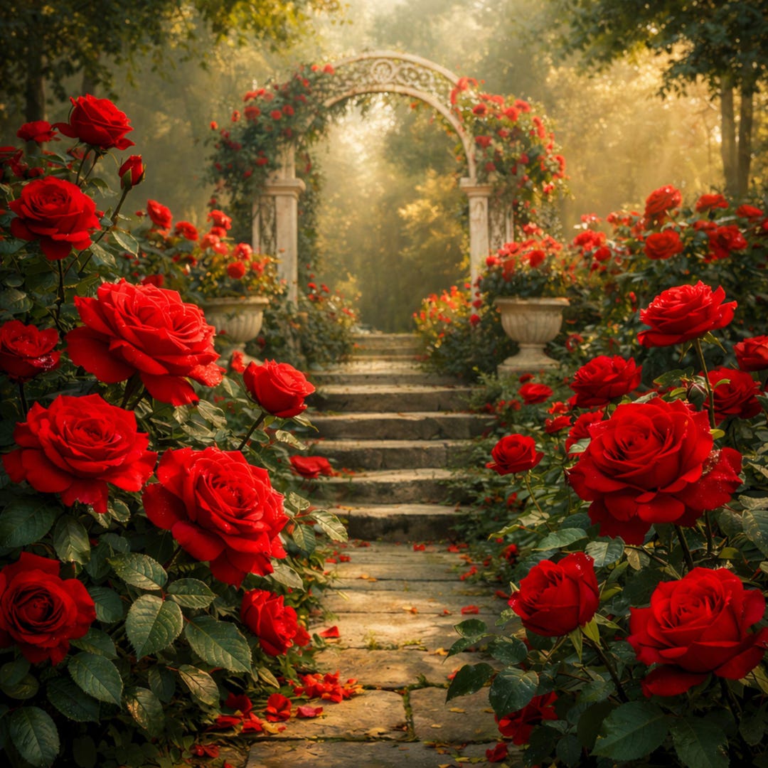 Enchanted Rose Garden Wall Art Printable, Romantic Floral Arch Print ...