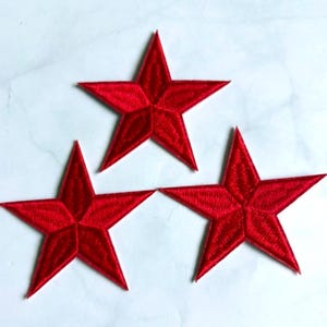 Red  Star Iron on Patch 3pcs, Embroidery  Applique, Sticker, DIY Supplies