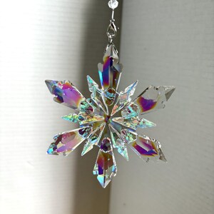 Crystal Clear AB Snowflake SunCatcher, Window RainbowMaker Prism, Car Mirror Decor