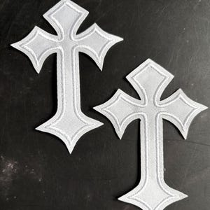 Parches termoadhesivos de cruz blanca, juego de 3 piezas, apliques bordados, pegatinas, suministros para manualidades.