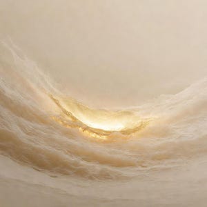 Stiller Luxus, leuchtende goldene Leere | Minimalistische, druckbare Wandkunst in Museumsqualität in Beige und Gold | Elegante nordische digitale Wandkunst | Organische Lumina