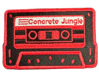 cassette patch collection- bad omens- concrete jungle- red/black