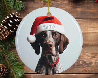 Custom dog Ornament, German Shorthaired Pointer, Pointer lover gift, Personalized Pointer Christmas ornament, gift for GSP Lover