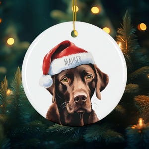 Custom Chocolate Lab Ornament, Chocolate Lab gift, Personalized Lab ornament, gift for Lab lover, dog lover ornament, Lab Christmas